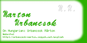 marton urbancsok business card